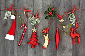 Image showing Hanging Christmas Decorations with Flora