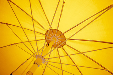 Image showing yellow sunscreen umbrella inside