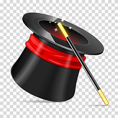 Image showing Magician Hat with Wand