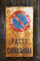 Image showing Rusty No Parking Sign