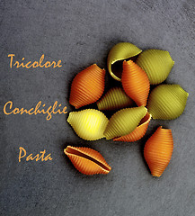 Image showing Tricolore Conchiglie Pasta