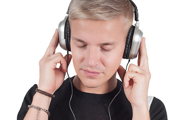 Image showing Man in headphones lissening music