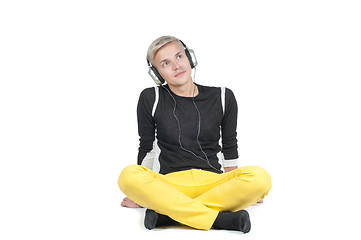 Image showing Man in headphones lissening music