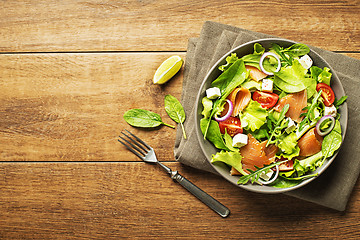 Image showing Salad with smoked salmon