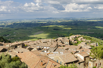 Image showing Panorama of Montalcino and Tuscany landscape, Italy, Europe