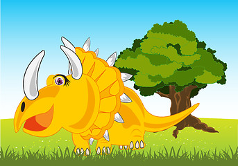 Image showing Dinosaur Eotriceratops on year glade.Cartoon of the ancient dinosaur