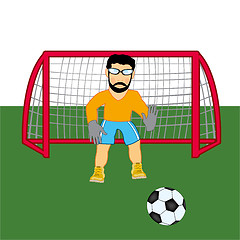 Image showing Soccer goalkeeper on winch.Vector illustration of the goalkeeper in football