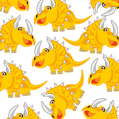 Image showing Cartoon of the dinosaur Eotriceratops decorative pattern on white background