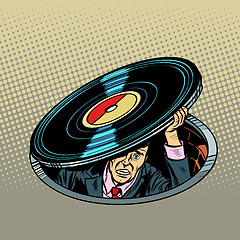 Image showing man under vinyl. Music and audio