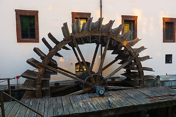 Image showing Wooden watermill in Prague