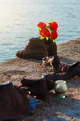 Image showing Memorial shoes on Danube