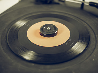 Image showing Vintage looking Vinyl record on turntable