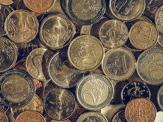 Image showing Vintage Euro coins background