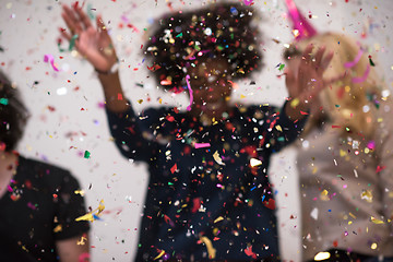 Image showing confetti party multiethnic group of people