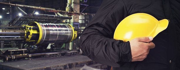 Image showing Worker with safety helmet