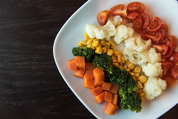 Image showing Boiled vegetables on plate