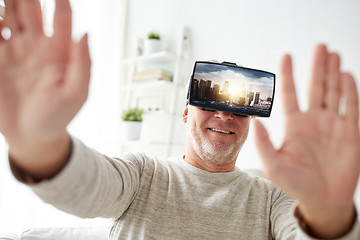 Image showing old man in virtual reality headset or 3d glasses