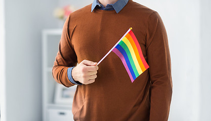 Image showing close up of man with gay pride flag