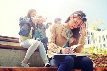 Image showing student girl suffering of classmates mockery