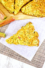 Image showing Scones with rhubarb on napkin top