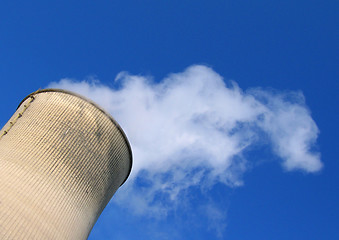 Image showing Steam cooling tower power plant