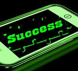 Image showing Success On Smartphone Showing Progression
