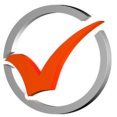 Image showing Orange Tick Circled Shows Quality And Excellence