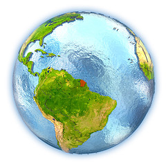 Image showing French Guiana on isolated globe