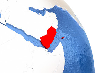 Image showing Yemen on elegant globe