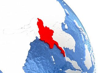 Image showing Myanmar on elegant globe