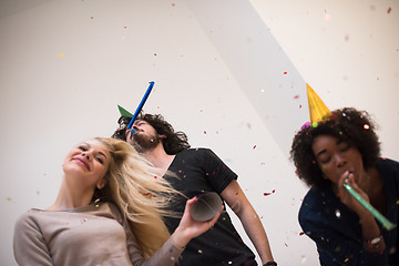 Image showing confetti party multiethnic group of people