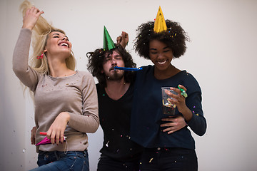 Image showing confetti party multiethnic group of people