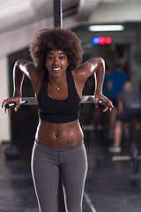 Image showing black woman doing parallel bars Exercise