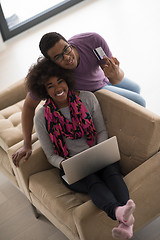 Image showing african american couple shopping online