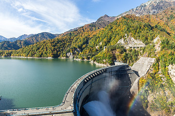 Image showing Kurobe Dam and rainbow