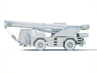 Image showing Truck Mounted Crane on White