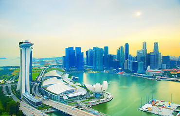 Image showing Singapore cityscape at sunset