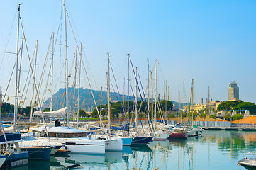 Image showing Sailboats at Port Vell. Barcelona, Spain