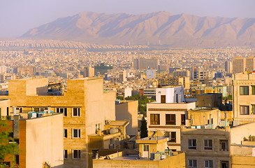 Image showing Tehran residential buildings, skyline. Iran