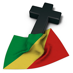 Image showing christian cross and flag of the congo
