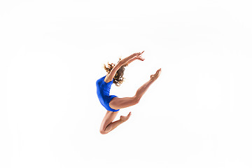 Image showing young sporty woman doing acrobatic exercise