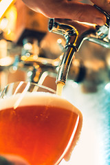 Image showing Beer taps in a pub