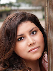 Image showing pretty plus-size model portrait outdoors neutral