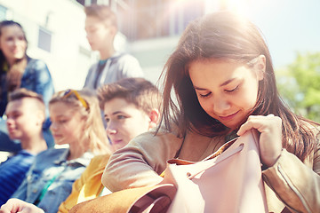 Image showing high school student girl with backpack outdoors