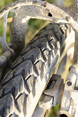 Image showing Close-up of bicycle tires