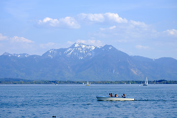 Image showing Chiemsee with boat