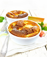 Image showing Klafuti with rhubarb in bowl on table