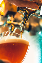 Image showing Beer taps in a pub