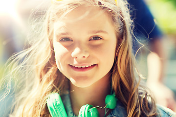 Image showing happy teenage girl with headphones