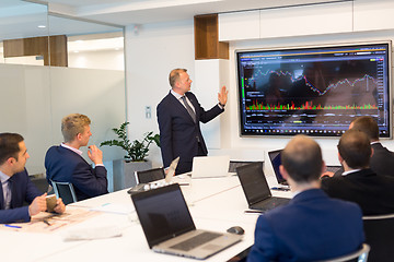 Image showing Business presentation on corporate meeting in office.